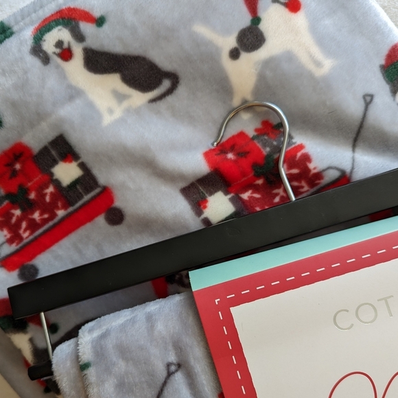 Boston Terrier Christmas Black White Dog Breed Plush Throw 50"x 70" Silver NWT - Picture 11 of 12